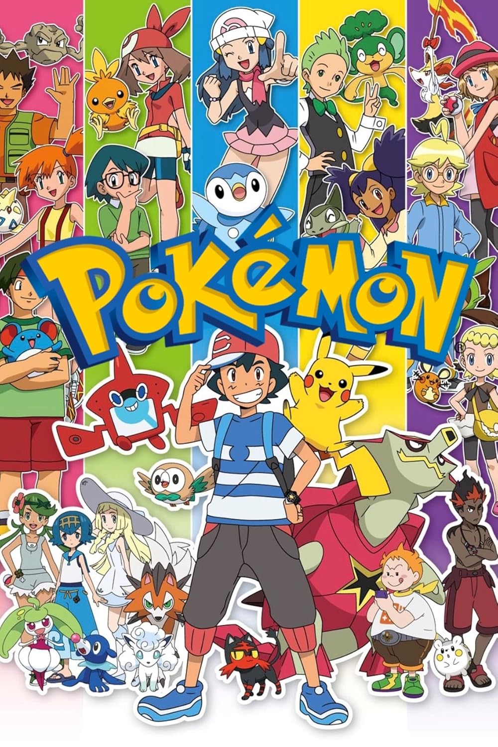 Poster do anime Pokémon com personagens principais